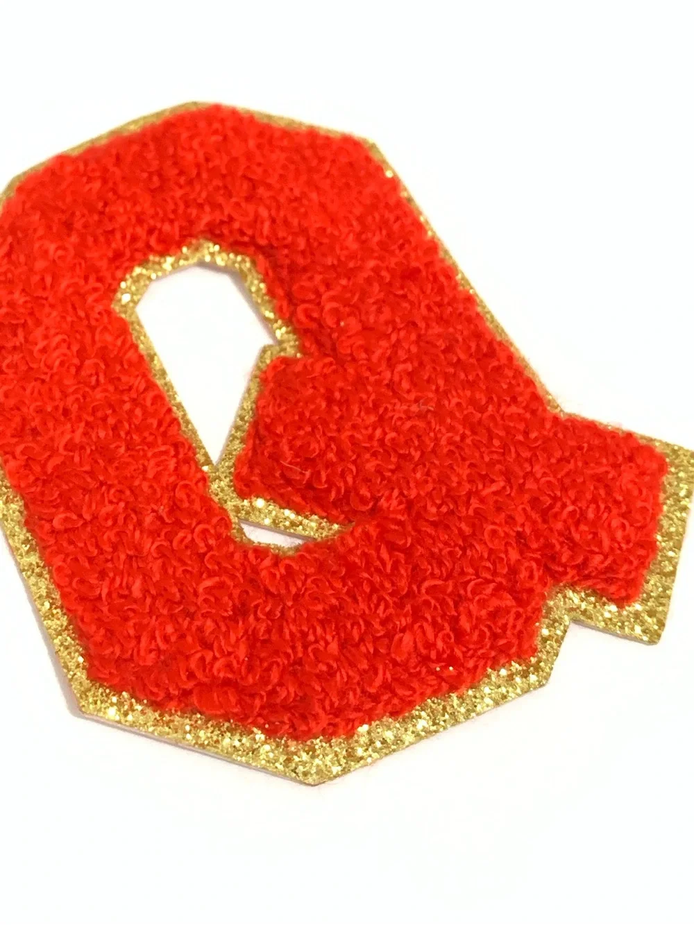 Red Letter Q Iron-On Patch with Gold Trim